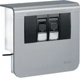 HAGER SL20055907D1 Geräteträger für Sockelleistenkanal Datenanschluss 2xCat.6A | aluminium | 20x55 mm