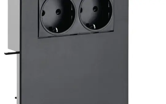 HAGER SL201159009011 Geräteträger für Sockelleistenkanal SCHUKO-Steckdose, 2-fach | schwarz | 20x115 mm