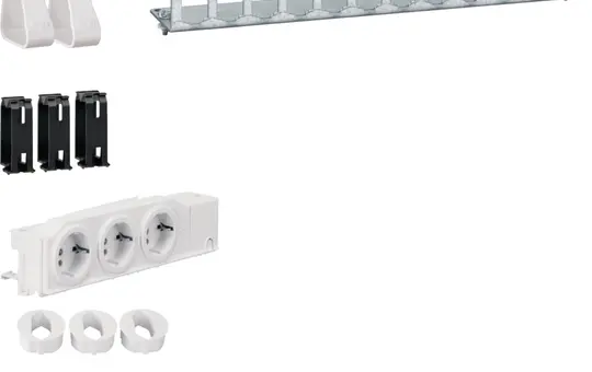 HAGER UM00M4 Multimedia Kit universN Patch-Panel RJ45, Geräte-/Kabelhalter, 3xSteckdose
