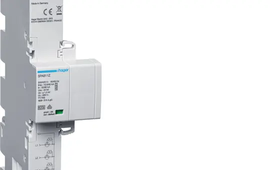 HAGER SPA811Z Kombi-Ableiter T1+T2+T3 4-polig, 12,5 kA, TT/TNS 315 A