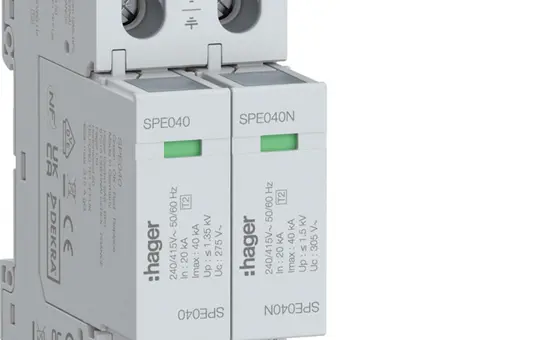 HAGER SPE240 Überspannungsableiter Typ 2 2-polig, 40 kA, TNS/TT, Uc 275V