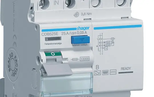 HAGER CDB525E FI-Schutzschalter 2-polig 30 mA Typ B 25 A