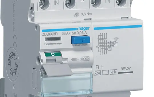 HAGER CDB663D FI-Schutzschalter 4-polig 30 mA Typ B+ 63 A