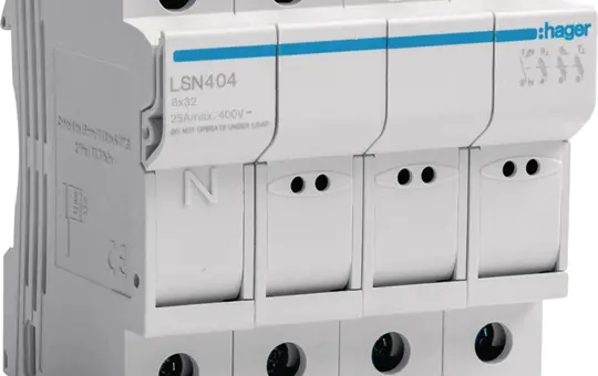 HAGER LSN404 Sicherungselement 3P+N, 25 A, 400 V, L32, 4 TE