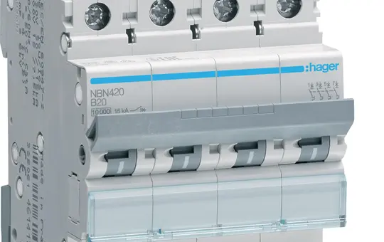 HAGER NBN420 Leitungsschutzschalter 4-polig Typ B 20 A, 10 kA/15 kA