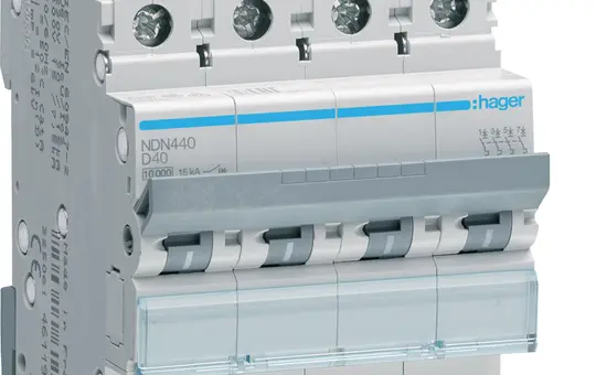 HAGER NDN440 Leitungsschutzschalter 4-polig Typ D 40 A, 10 kA/15 kA