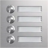 HAGER REN004X Rund-Taster Modul 4 Wohneinheiten, mit LED-Namensschild, EB | edelstahl matt