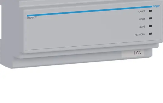 HAGER RTD210X 2-Draht IP Systemswitch 6-fach, IN CAT o. 2 Draht, OUT 2 Draht, intercom
