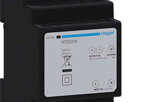 HAGER RTD220X Trafo intercom 230 V/48 V, 60 VA, 3 TE