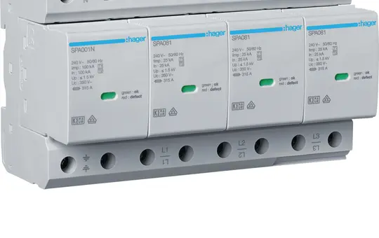 HAGER SPA801 Kombi-Ableiter T1+T2 4-polig, 25 kA, TNS/TT