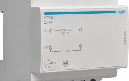 HAGER ST309 Sicherheitstrafo 230 V/12 V 20 W