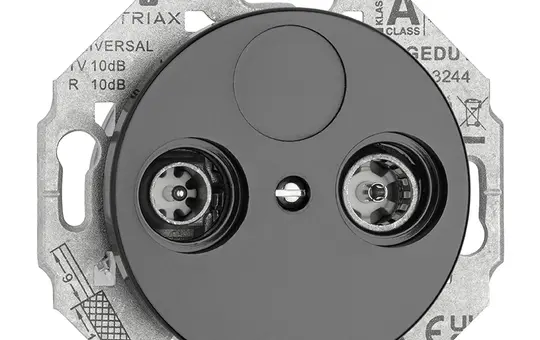 THPG 174035 Antennendose Porzellan 2-fach, Kabel, Durchgangs-/Enddose | schwarz