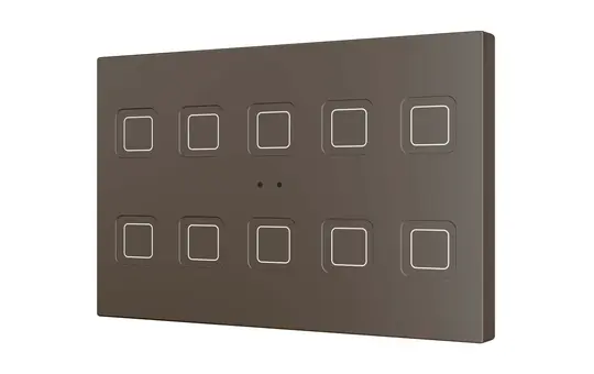 ZENNIO ZVITRXL10M KNX Tastsensor Tecla RGB XL 10-fach | mokka
