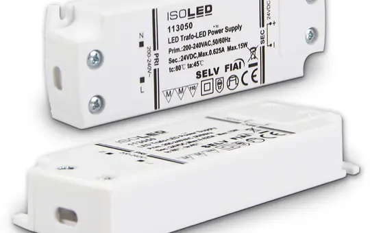 ISOLED 113050 LED-Trafo 24 V/DC 0-15 W, SELV, ultraflach, schmal