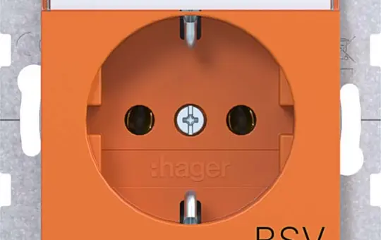HAGER WAS1140AP EDV-Steckdose A.x/C.x BSV, Schriftfeld | orange glänzend