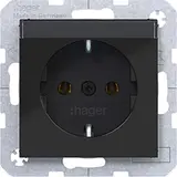 HAGER WAS1101BG SCHUKO-Steckdose A.x/C.x Schriftfeld | nachtschwarz glänzend