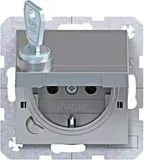 HAGER WAS1115TA SCHUKO-Steckdose A.x/C.x Klappdeckel mit Schloss, arretierend | titan matt