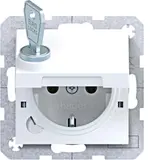 HAGER WAS1115WM SCHUKO-Steckdose A.x/C.x Klappdeckel mit Schloss, arretierend | lichtweiß matt