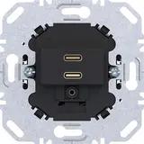 HAGER WAS4155BM USB-Ladesteckdose A.x/C.x 2-fach, USB-C | schwarz matt