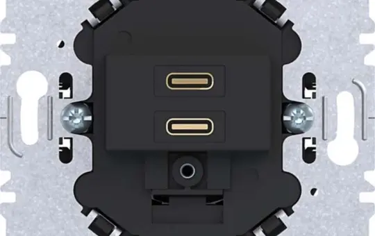 HAGER WAS4155BM USB-Ladesteckdose A.x/C.x 2-fach, USB-C | schwarz matt