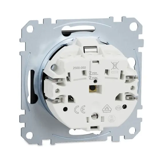 Merten MEG2300 Flask SCHUKO Socket Outlet, Aluminum, System M, Increased Contact